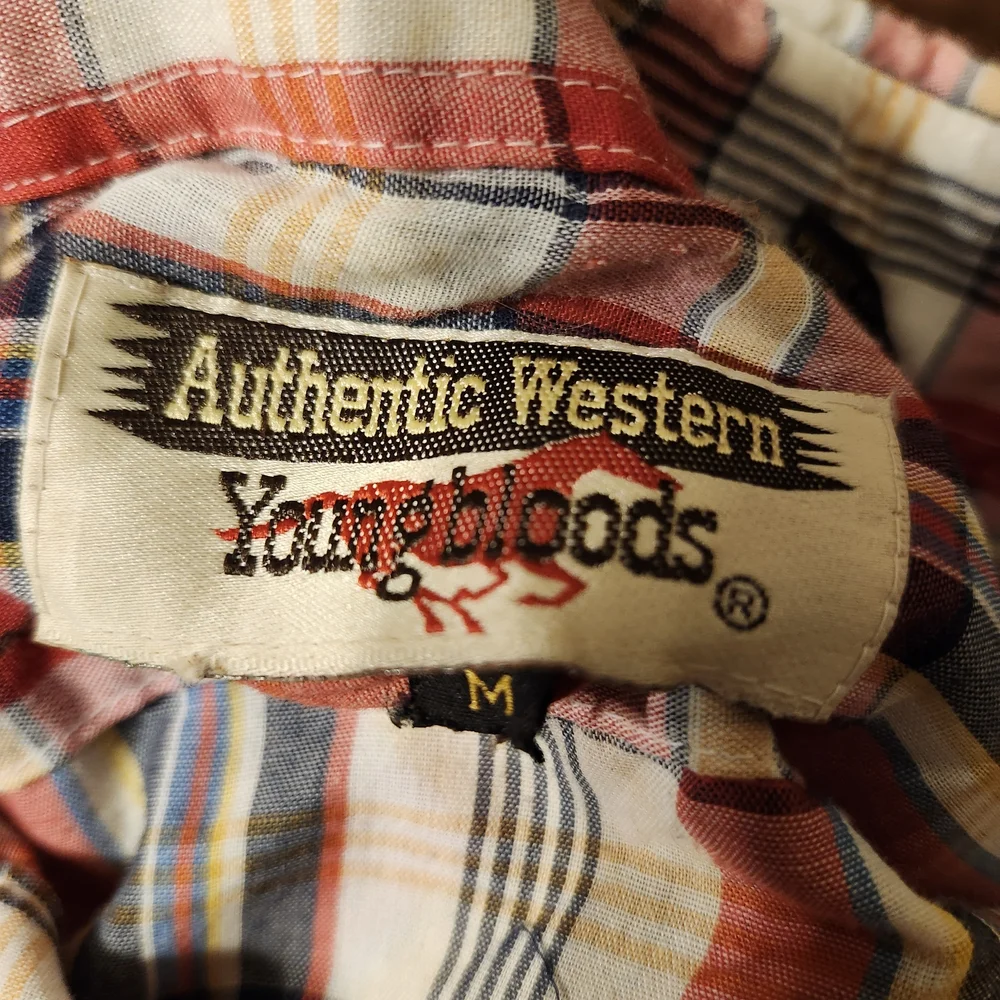 Youngbloods Authenis Western Red and Blue Plaid Button Down Shirt - Picture 9 of 10